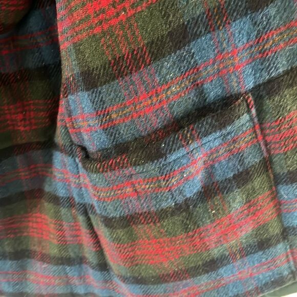 Woolrich Vintage Coyote Fur Trim Parka Green Plaid Lined Coat XL - Picture 14 of 16